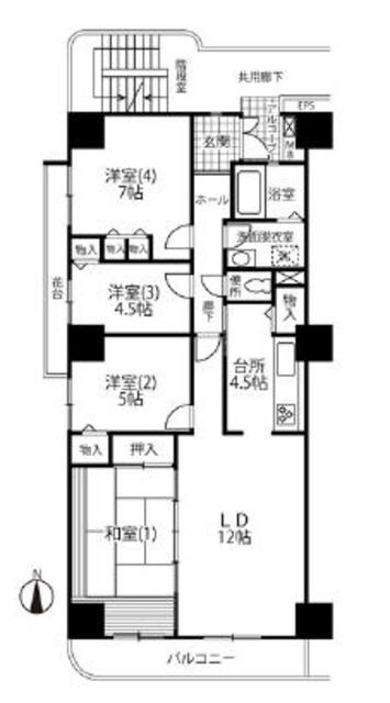 シャレール玉川上水18号棟の物件間取画像