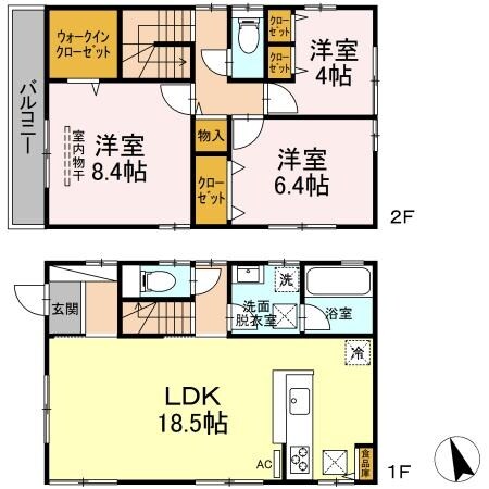 国立市谷保戸建の物件間取画像