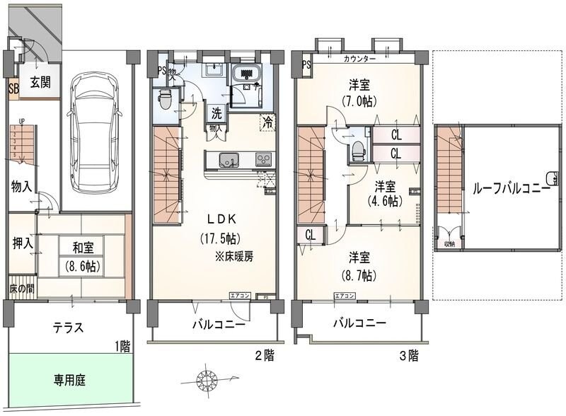 グローイングコート一橋学園の物件間取画像