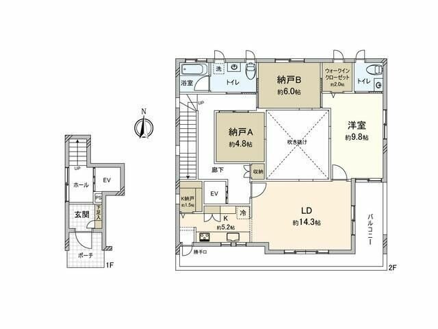 成城８丁目戸建　２階部分の物件間取画像