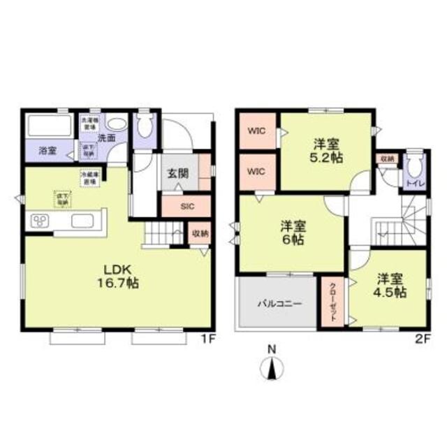 武蔵野市境南町３丁目戸建　５号棟の物件間取画像