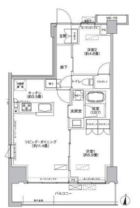 京王府中テラスの物件間取画像