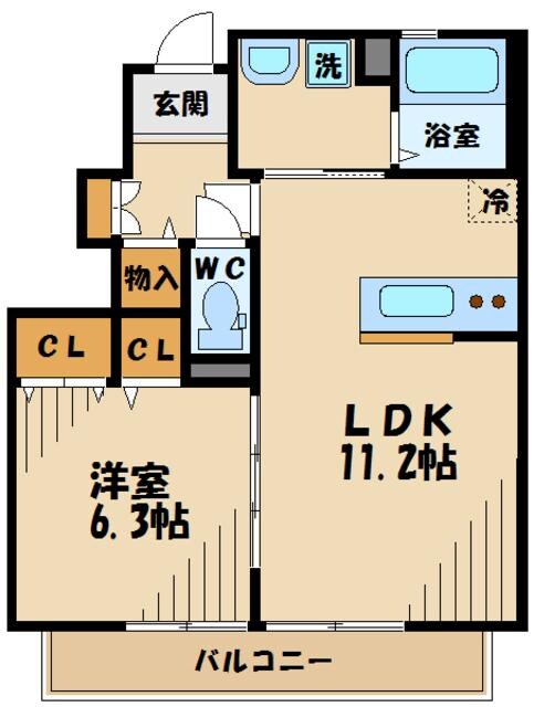 デュラカーサ若松Ｙの物件間取画像