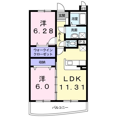 アベニール三鷹　Ｒの物件間取画像