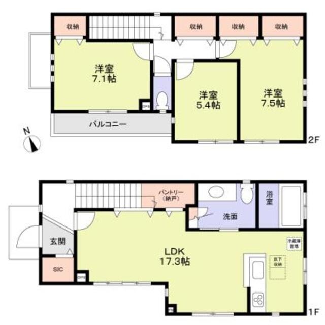 杉並区松庵１丁目戸建の物件間取画像