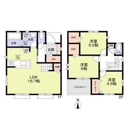 武蔵野市境南町３丁目戸建　５号棟の物件間取画像