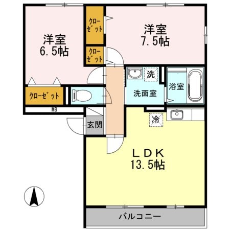 エクセラン旭が丘弐番館の物件間取画像