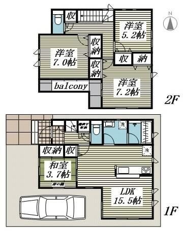 クレイドルガーデン八王子市子安町第６　４号棟の物件間取画像