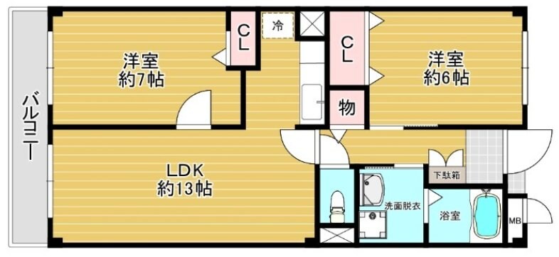 チャームテラス２２２Ｅの物件間取画像