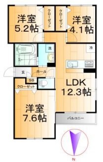 トレ・アルコバレーノ中央の物件間取画像
