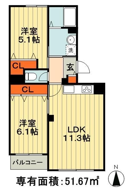 タウンコート旭町の物件間取画像