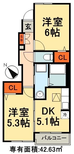 フォンテーヌ小倉Ｂの物件間取画像