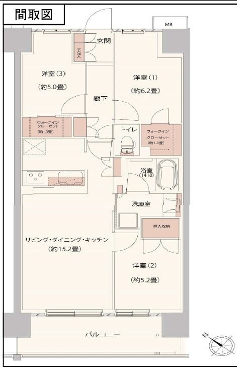 クレストフォルム柏サウスウイングの物件間取画像