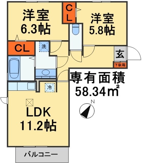 エスポワールＤの物件間取画像