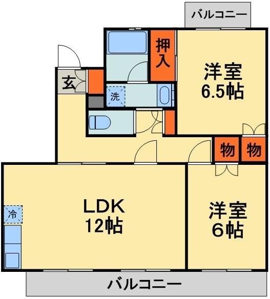 長沼町ＫＨハイツＢ棟の物件間取画像