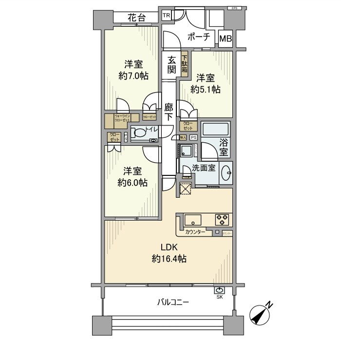 グランスイート稲毛海岸の物件間取画像