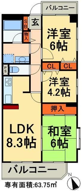 アムス松戸ブランティークの物件間取画像