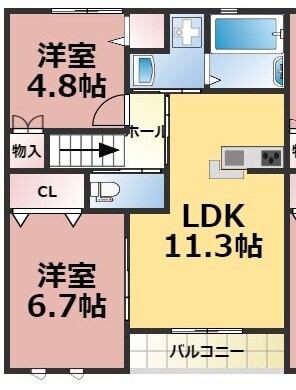 コンフォートクラウディアBの物件間取画像