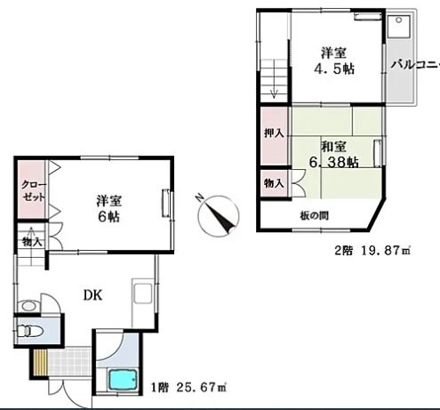 野寺３丁目貸家の物件間取画像