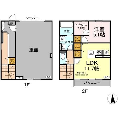 D-ROOM芋窪ガレージハウスの物件間取画像