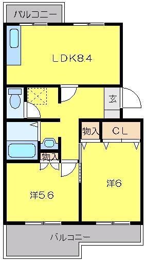 エスポワール所沢の物件間取画像