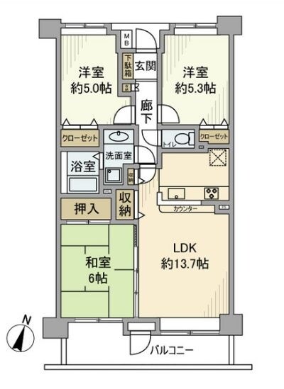 カザベーラ西武立川の物件間取画像