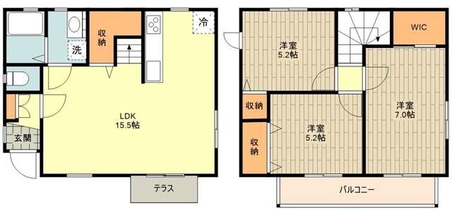 昭島市中神町戸建貸家の物件間取画像