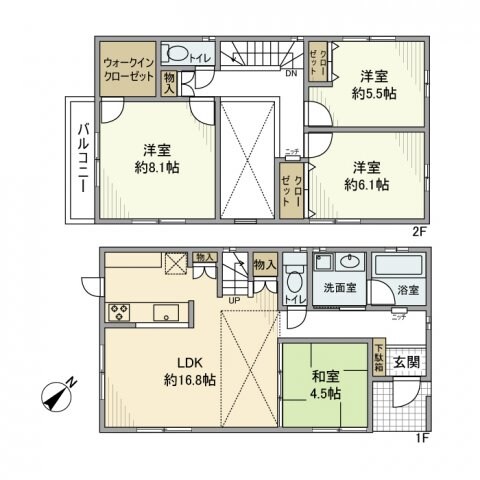 原町戸建の物件間取画像