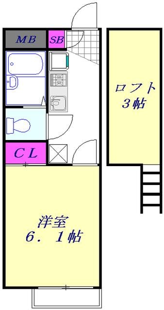 レオパレスＮＡＫＡＴＡ　Ａの物件間取画像