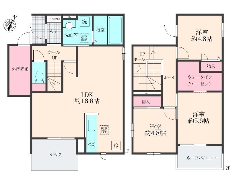 （仮）緑区美園5丁目テラスハウスの物件間取画像