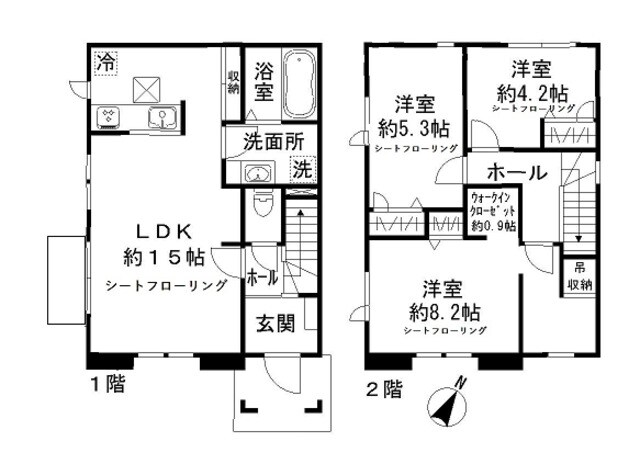 上尾市瓦葺戸建の物件間取画像