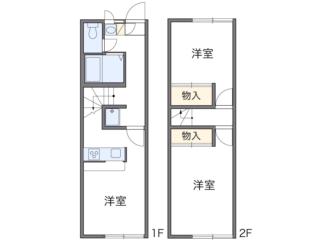 レオパレスダモイ１３８３２の物件間取画像