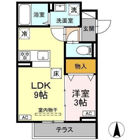 グラナーデ扇I　Cの物件間取画像