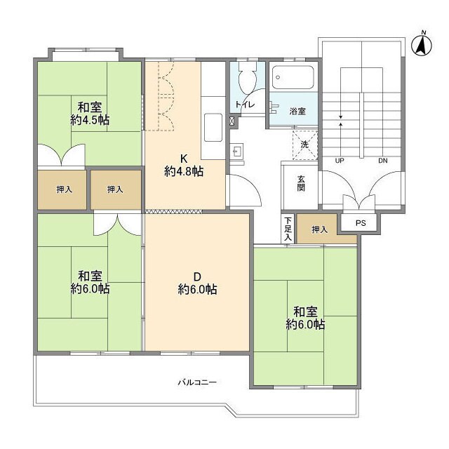 大宮寿能ハイツ１号棟の物件間取画像