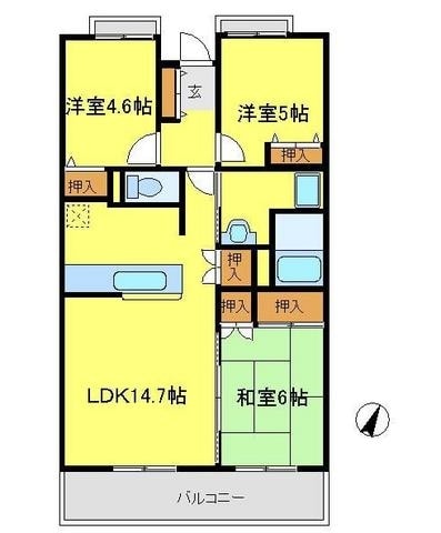 日高鹿山ハイツ（公）の物件間取画像