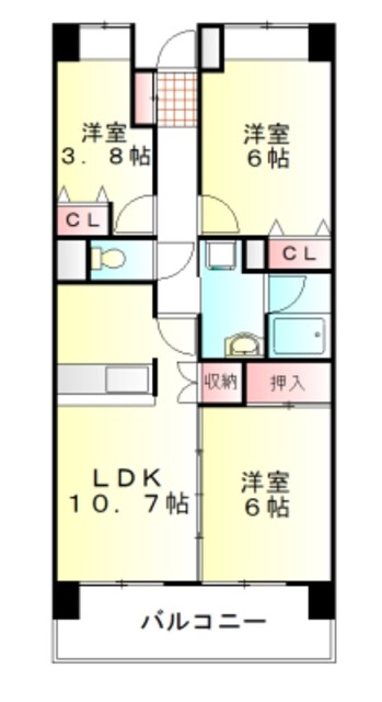 ビレッジハウス東松山タワー1号棟 (601号室)の物件間取画像