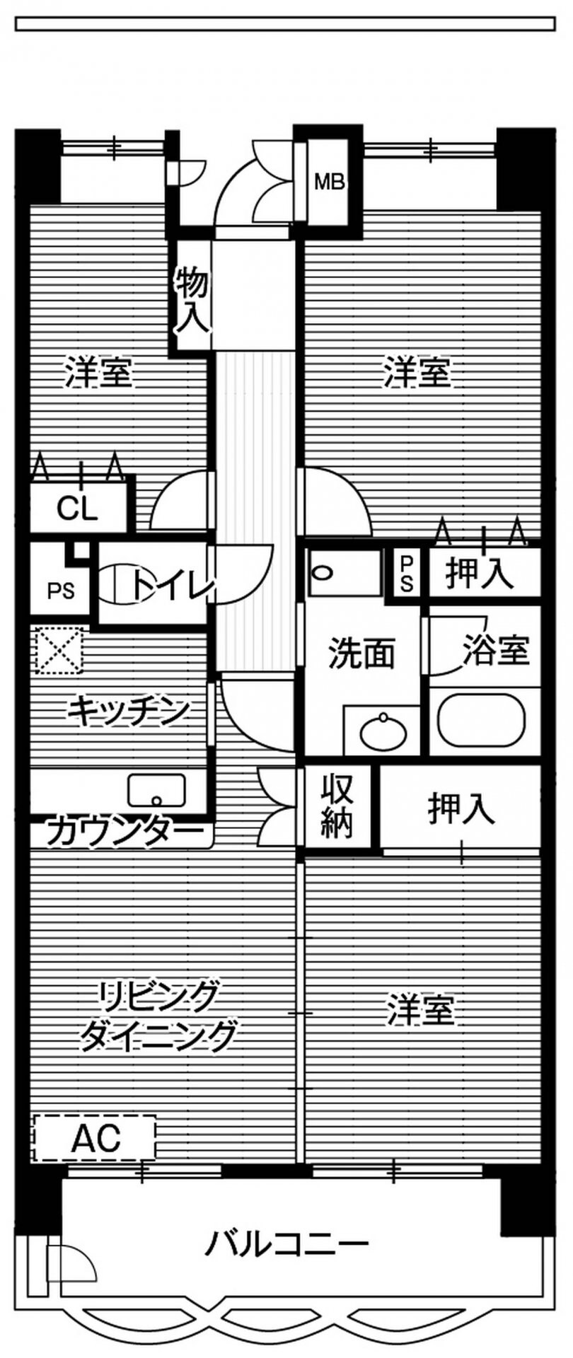 ビレッジハウス東松山タワー2号棟 (806号室)の物件間取画像
