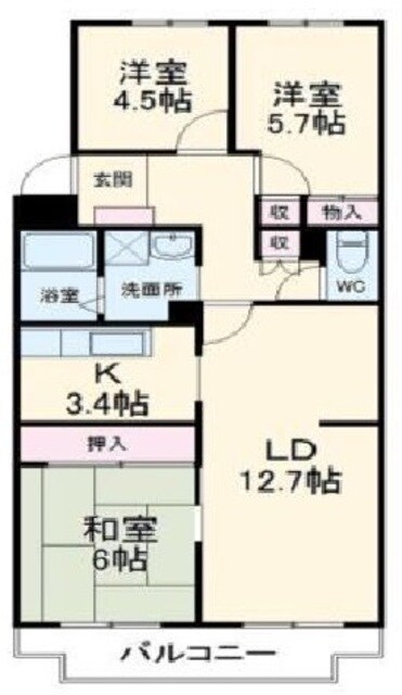 川越グリーンパークＪ2の物件間取画像