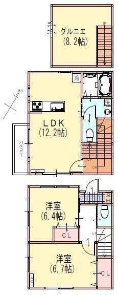 日野二世帯住宅の物件間取画像