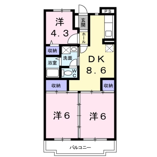 第１かしの木ハイツの物件間取画像