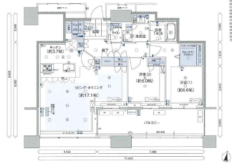 アイランドシティオーシャン＆フォレストタワーEAST棟の物件間取画像