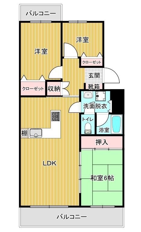 コープ野村香椎駅東B棟の物件間取画像