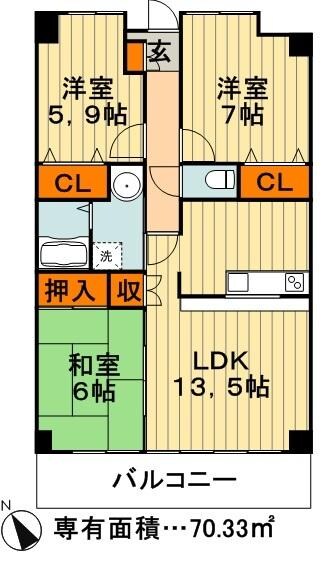 フレラヴィーヌ北本町の物件間取画像