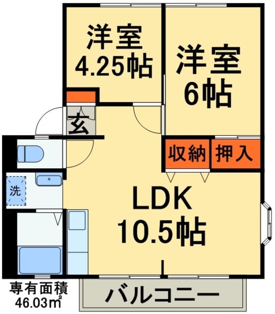 サンビレッジ朝日ヶ丘Ａ棟の物件間取画像