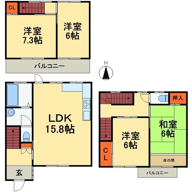 屋敷タウンハウス９号棟の物件間取画像