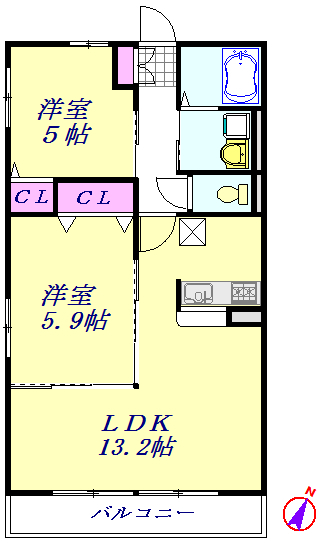 ハイマート大成　Ｃ棟の物件間取画像