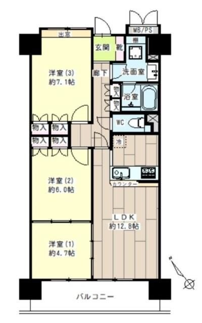 サンリバーオオモリの物件間取画像