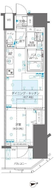 ZOOM新宿御苑前の物件間取画像