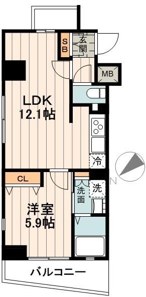 プラウドフラット東中野の物件間取画像