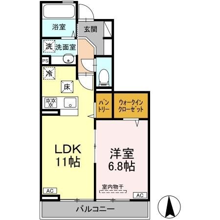 （仮称）D-room田柄４丁目計画　Bの物件間取画像